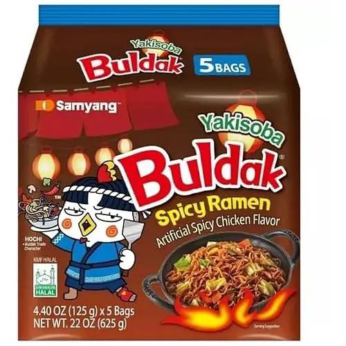 Samyang Yakisoba Buldak Spicy Ramen Noodle, Artificial Spicy Chicken Flavor, 4.4 oz x 5 Bags, Asin Noodles 22 oz (620g) by SAMYANG