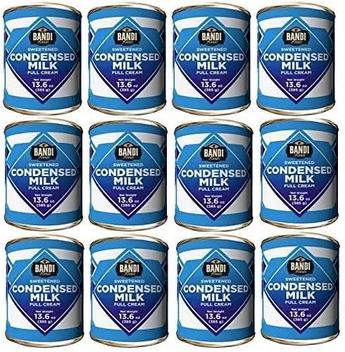 BANDIFoods Imported Full Cream Sweetened Condensed Milk, 13.6 Ounce (Pack of 12), Easy Opener, Authentic Delicious Taste for Baking, Tea and Coffee by BANDIFOODS