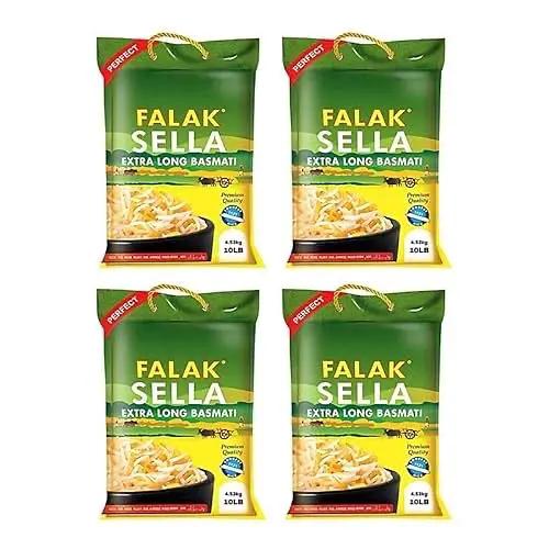 FALAK Premium Sella Basmati Rice 4.5KG (10lb) - Extra Long, Natural Grain Sella Basmati Rice Slender & Sturdy Grain for Effortless Cooking – NON-GMO Gluten-Free Kosher & Cholesterol Free by FALAK