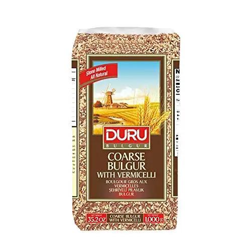 Duru Coarse Bulgur With Vermicelli, 35.2oz (1000g), Wheat Berries, 100% Natural and Certificated, High Fiber and Protein, Non-GMO, Great for Vegan Recipes, Better than Rice by DURU