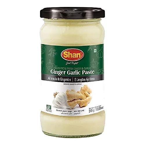 Shan Ginger Garlic Paste 10.93 oz (310g) - Traditional Taste Enhancing Cooking Paste from Fresh Ground Ginger and Garlic - Suitable for Vegetarians - Airtight Glass Jar by SHAN
