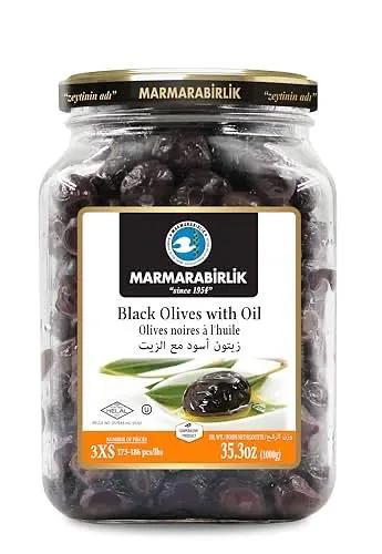 Marmarabirlik Black Olives Canned with Oil, Natural Mediterranean Pickled Olive, Healthy Snacks for Salads & Mezze, Platter of Fresh Food, Vegan, Kosher Olives Individual Packs, Small, 35.3 by MARMARABIRLIK