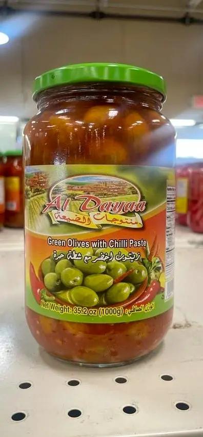 Aldayaa green olives pitted with chilli paste by ALDAYAA