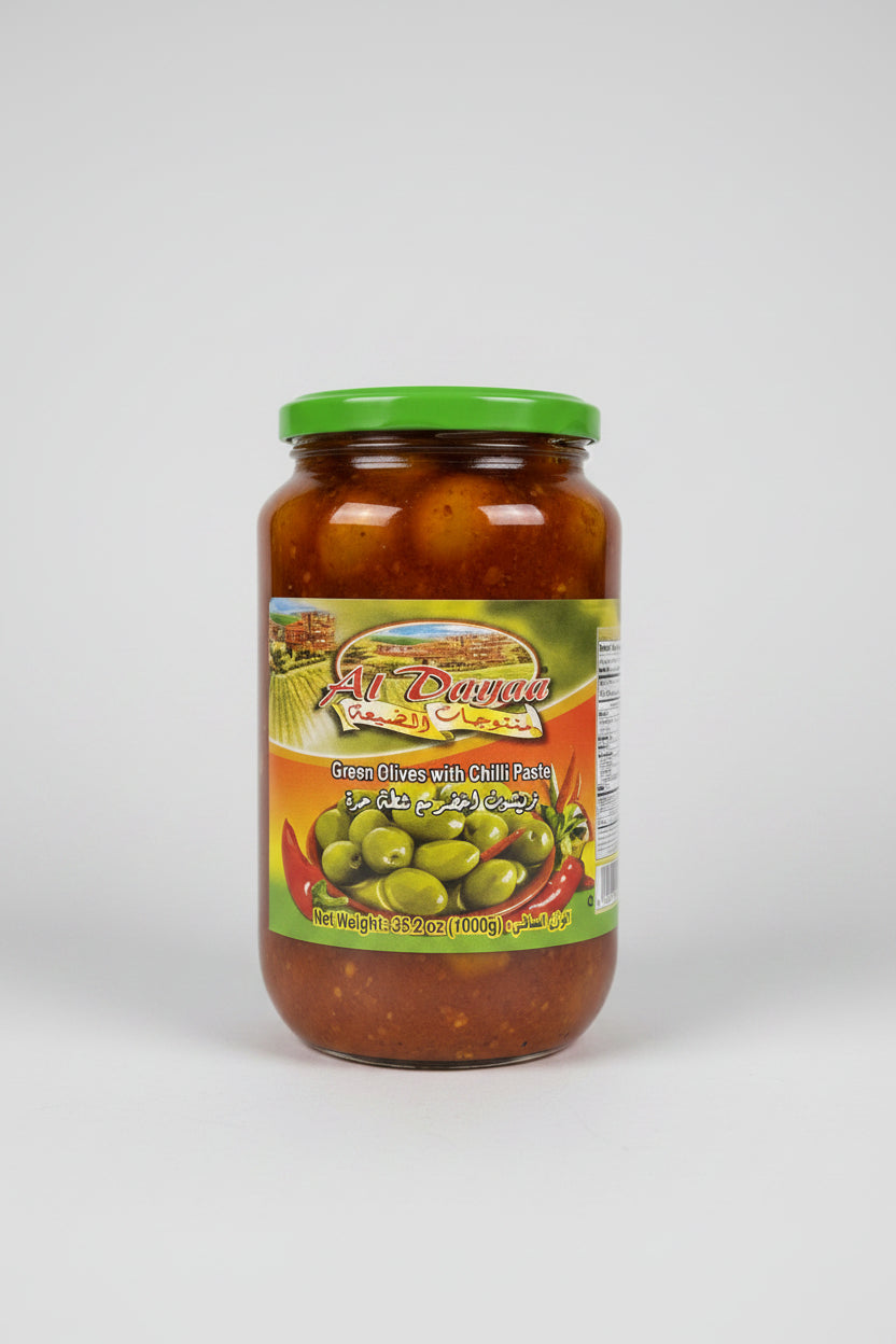 Aldayaa green olives pitted with chilli paste by ALDAYAA