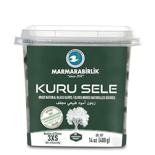 Marmarabirlik Black Olives, Turkish Dry Cured Black Olives, Hand-Picked, Healthy Snacks, Rich Mediterranean Taste, Perfect for Mezze, Bread and Salads, Vegan, Kosher and Halal, Small, 14 Oz by MARMARABIRLIK