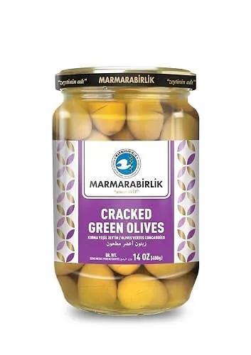 Marmarabirlik Green Olives, Turkish Pickled Olives Canned, Cracked Green, Hand-Picked, Healthy Snacks, Perfect for Salads & Mezze, Platter of Fresh Food, Vegan, Kosher, Halal, Snack Packs,14 by MARMARABIRLIK