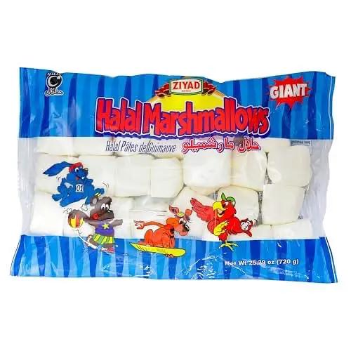 Ziyad Gourmet Halal Giant Marshmallows in Jumbo Bag, Delicious Sweet Treat, Pork-Free, Egg-Free, Dairy-Free, Gluten-Free, Perfect for Holidays and S’mores! 25oz by ZIYAD