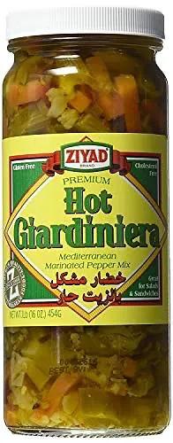 Ziyad Giardiniera Hot Mix - 16oz Jar - Chicago-Style Pickled Vegetables & Peppers - Bold Spicy Kick & Crunch - Plant-Based, All-Natural, Versatile Pantry Staple for Sandwiches, Salads, Dips by ZIYAD