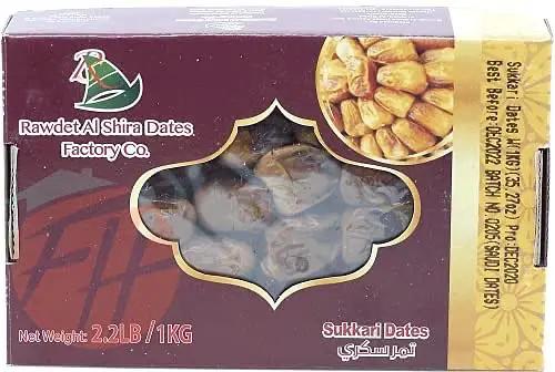 Rawdet Al Shira Dates Factory Co. sukkari dates with pit 1-kg box by RAWDET