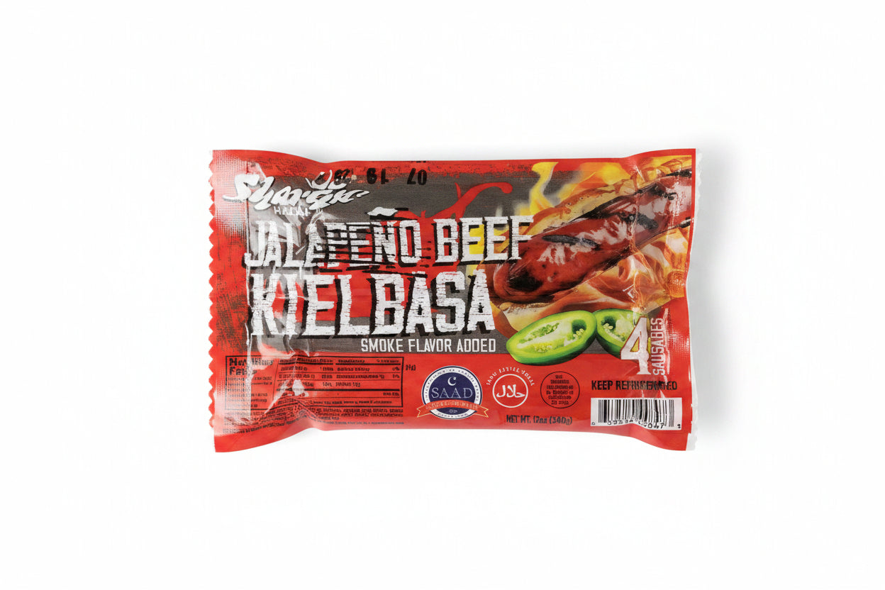 Sharifa jalapeno beef kielbasa smoked flavor added by SHARIFA