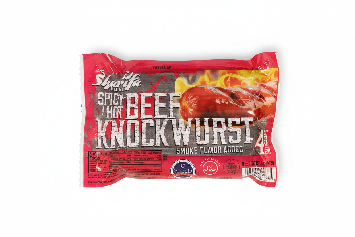 Sharifa spicy hot beef knockwurst smoke flavored add by SHARIFA