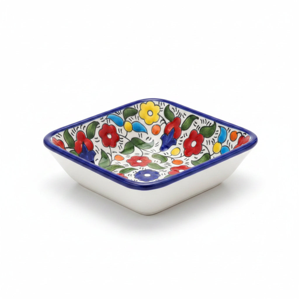 Blue square ceramic dish by Casablanca Market