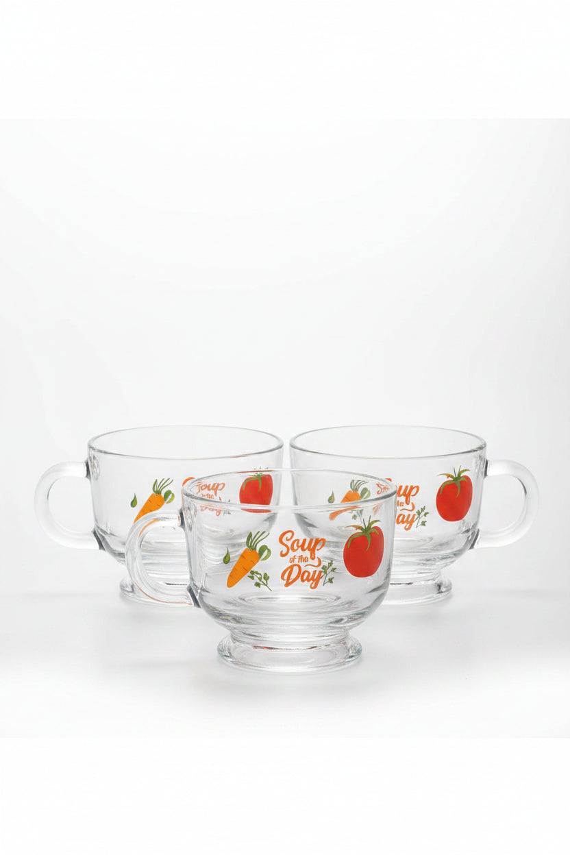 Glass soup cups 3 pcs set by Casablanca Market