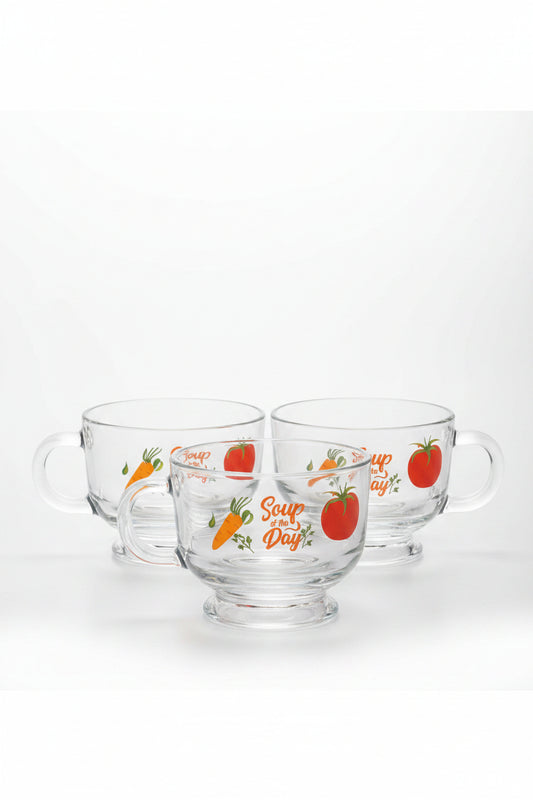 Glass soup cups 3 pcs set by Casablanca Market