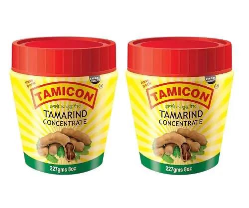 Tamicon Tamarind Concentrate | Sweet & Sour Tamarind Paste | Authentic South Indian Style Flavor | Perfect for Curries, Sauces, Dips & Soups | 8.01 Oz (Pack of 2) by TAMICON