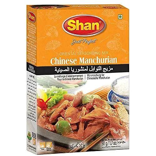 Shan Chinese Manchurian Oriental Seasoning Mix 1.76 oz (50g) - Spice Powder for Stir Fried Meat in a Spicy Sauce Batter - Suitable for Vegetarians - Airtight Bag in a Box by SHAN
