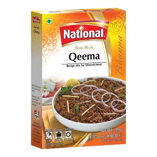 National Foods Qeema Recipe Mix 1.37 oz (39g) | South Asian Curry Masala Powder | Traditional Mince Stew Seasoning | Box Pack by NATIONAL