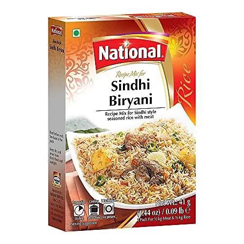 National Foods Sindhi Biryani Masala Recipe Mix 1.44 oz (41g) | South Asian Mixed Spice Powder | Traditional Food | Meat Layered Pilaf Seasoning | Box Pack by NATIONAL
