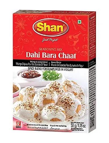 Shan Dahi Bara Chaat Seasoning Mix 1.76 oz (50g) - Spice Powder Blend for Traditional Dumplings in Yogurt - Suitable for Vegetarians - Airtight Bag in a Box by SHAN