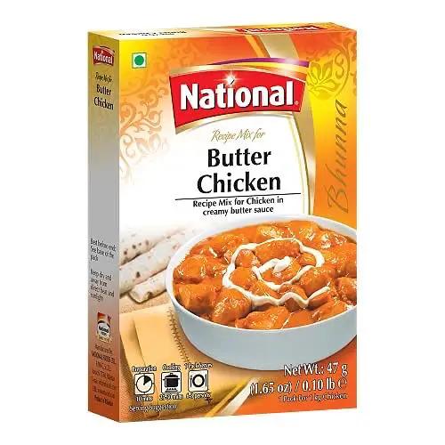 National Foods Butter Chicken Recipe Mix 1.65 oz (47g) | South Asian Meat Curry Masala Powder | Traditional Spicy Food | Box Pack by NATIONAL