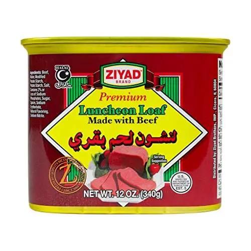 Ziyad Halal Luncheon Loaf Meat 12 oz - Premium Beef Canned Food for Quick Meals - Perfect for Sandwiches, Pasta, Rice - Convenient Halal Pantry Staple by ZIYAD
