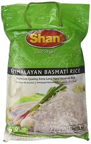 Shan Premium Quality Kernel Basmati Rice 10 Lbs Bag - Extra Long Aged Aromatic - NET WT 10 lbs (Packaging may Vary) by SHAN