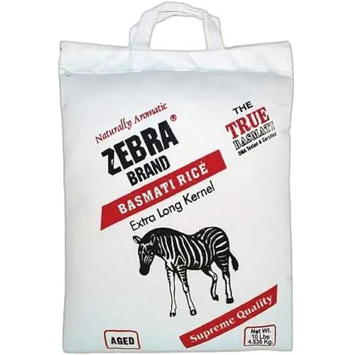 Naturally Aromatic Zebra Basmati Rice Extra Long Kernel 10 Lb Bag - NET WT 10 lbs by NATURALLY