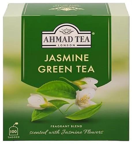 Ahmad Tea Jasmine Green Tea, Tagged Teabags without envelopes, 100 Count by AHMAD