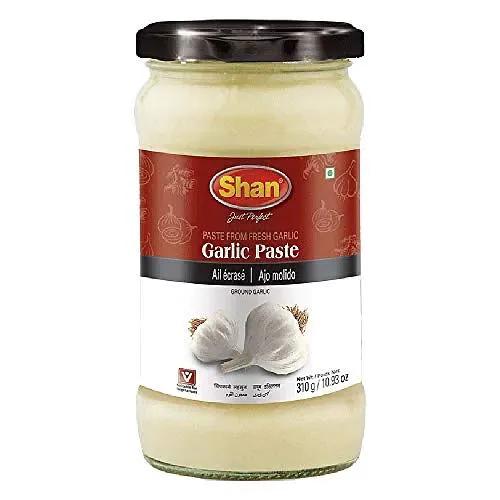 Shan - Garlic Paste, 10.93 oz (310g) - Authentic Taste from Fresh Garlic in an Airtight Glass Jar - Vegan by SHAN