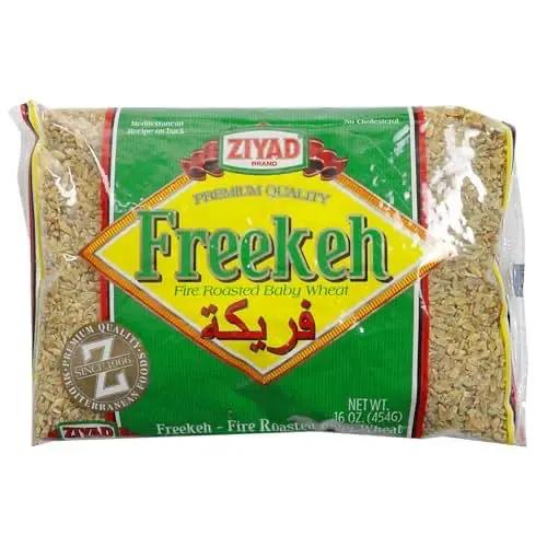Ziyad Freekeh Fire Roasted Baby Wheat 16 oz - Nutty Earthy Flavor - Vegan Ancient Grain - Gluten Free, High Protein Fiber-Rich - Ideal for Pilafs, Soups, Salads - No Presoaking Needed by ZIYAD