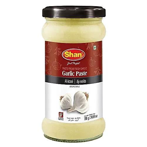 Shan Garlic Paste 24.69 oz (700g) - Traditional Taste Enhancing Cooking Paste from Fresh Ground Garlic - Suitable for Vegetarians - Airtight Glass Jar by SHAN