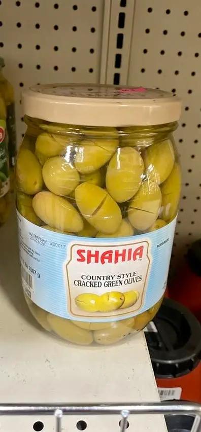Shahia country style cracked green olives by SHAHIA