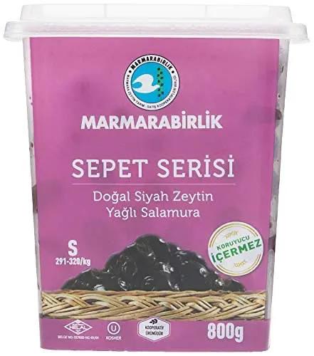 Marmarabirlik Natural Black Olives Canned with Oil, Turkish Pickled Olives, Mediterranean Flavor, Healthy Snacks for Salads, Mezze, Vegan, Halal and Kosher, Family Size, 28.7 Oz (800g) by MARMARABIRLIK