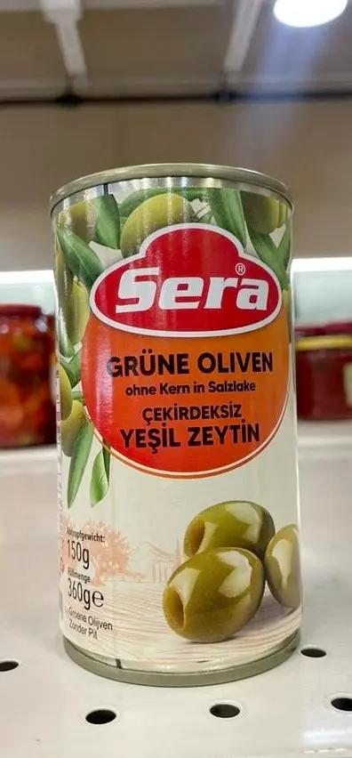 Sera green pitted olives by SERA
