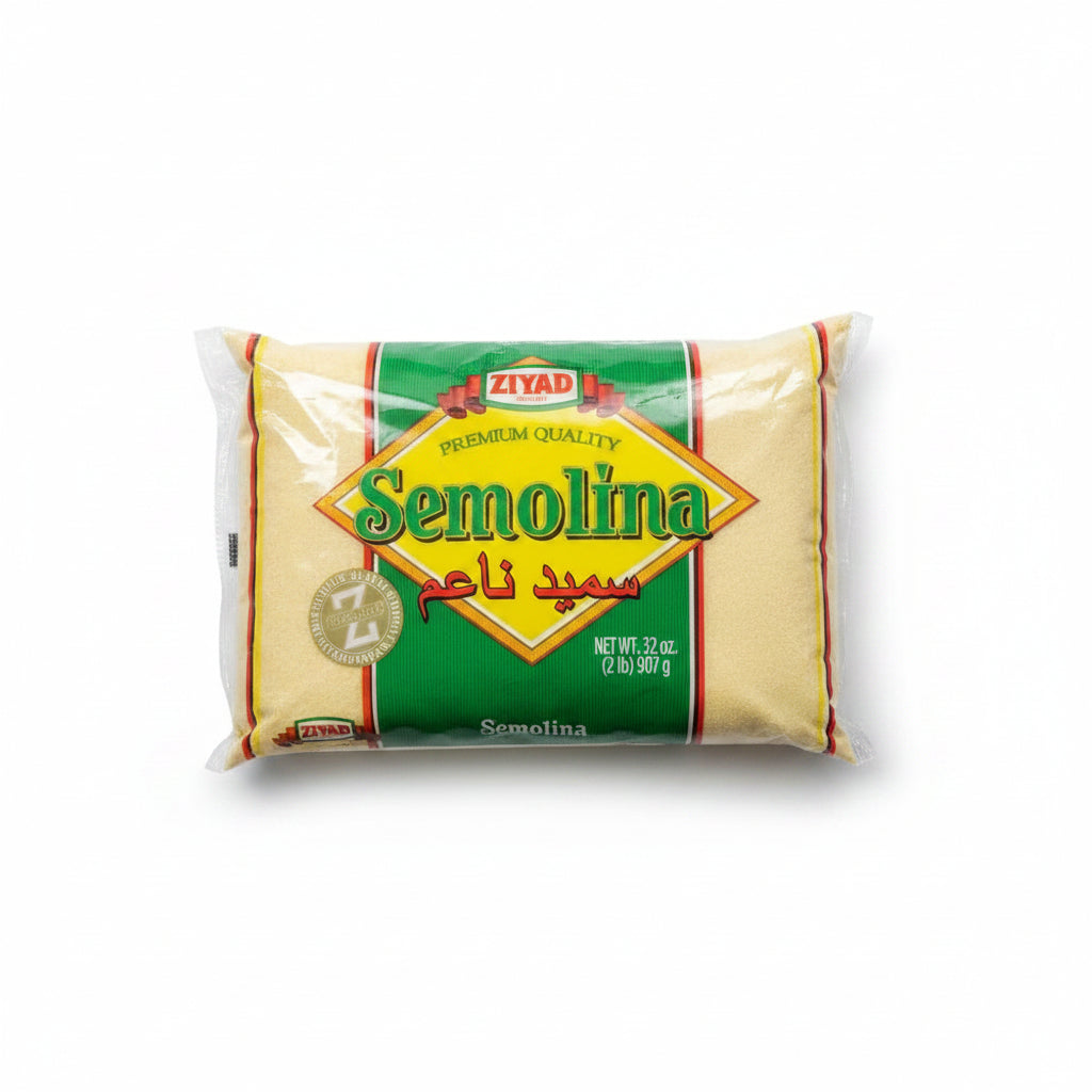 Ziyad Semolina Wheat, Smeed, Semolina Flour, Perfect for Stews, Soups, Gravy, Baking Breads, Biscuits, Pizza Crust with Low Fat, High Protein, High Fiber! 32 oz by ZIYAD