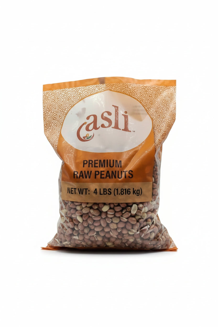 asli Peanuts, Raw Whole With Skin (Uncooked, Unsalted) 4 Pound (64oz) ~ All Natural - US Red Skin Spanish Grade by ASLI