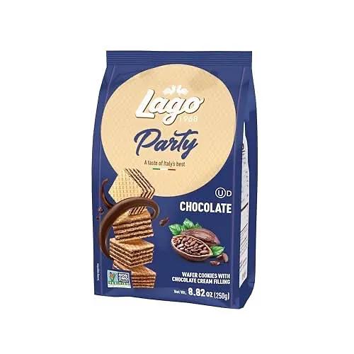 Gastone Lago Party Wafers, Chocolate, 8.82 oz – Italian Wafer Cookies with Chocolate Cream Filling, Non-GMO Verified, Authentic Taste of Italy by GASTONE