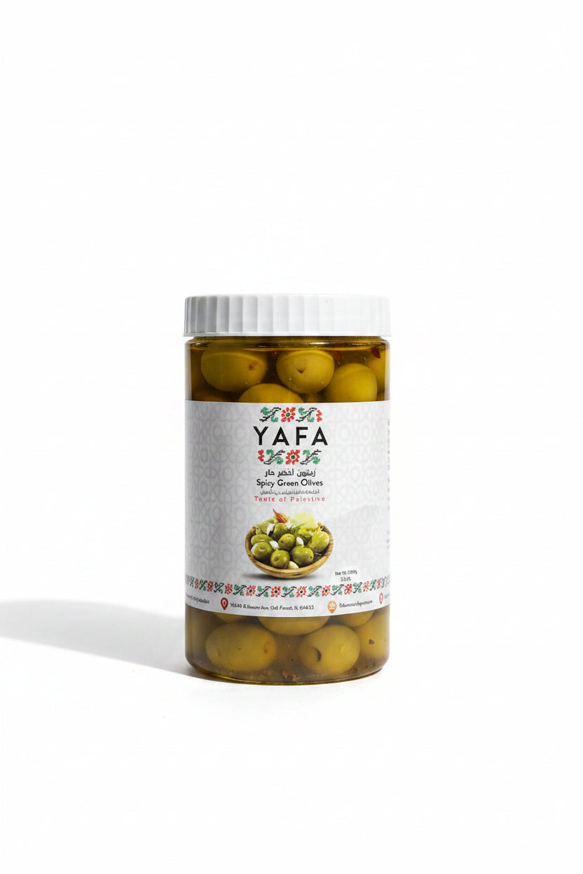 Yafa spicy green olives by YAFA