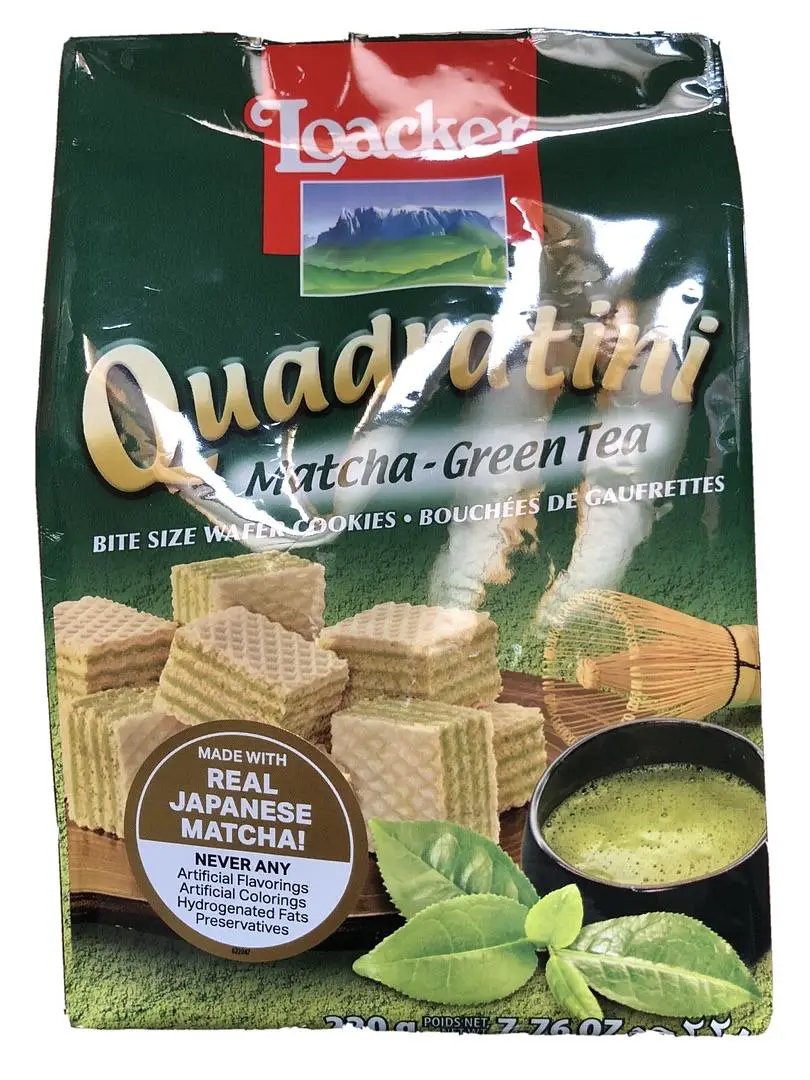 Quadratini Matcha Green Tea 绿茶华夫饼干220g 7.76oz 2 Packs by QUADRATINI