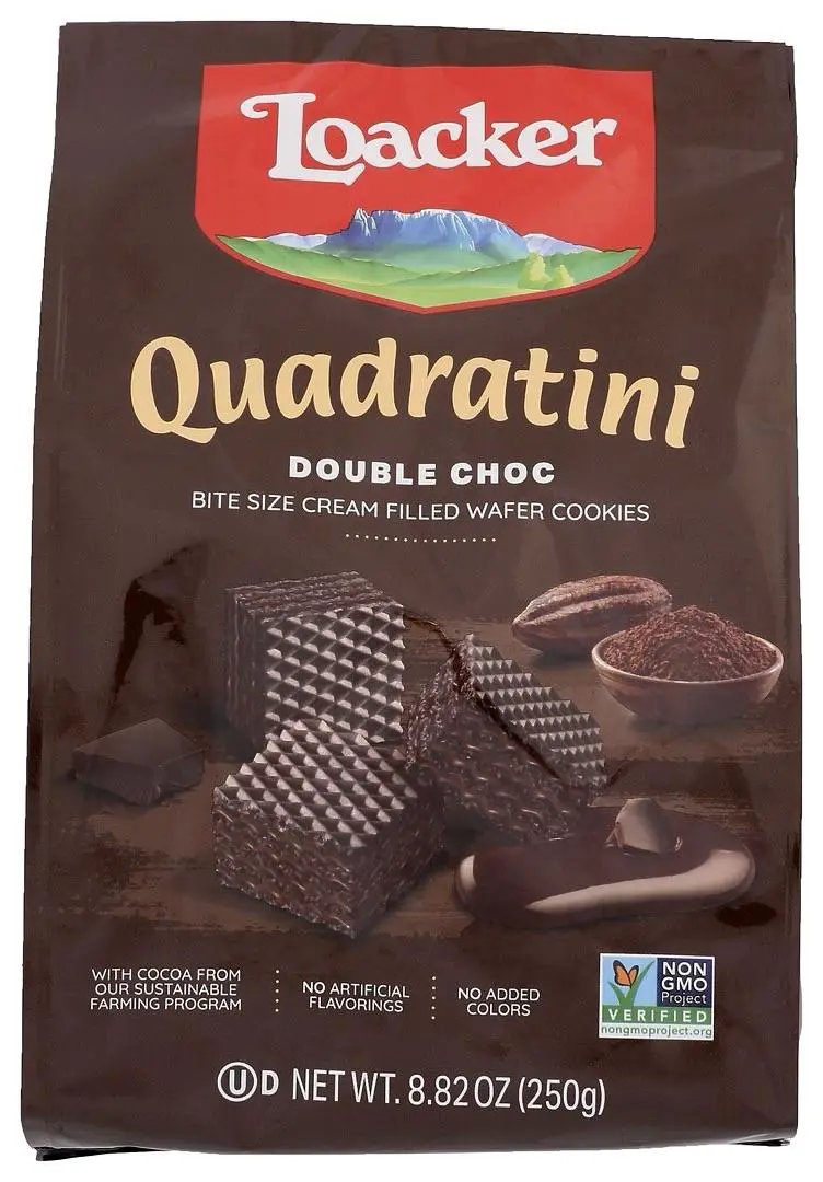 Loacker Quadratini Double Chocolate Wafer Cookies 8.82 Oz by LOACKER