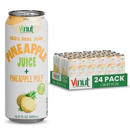 Vinut Natural Pineapple Juice Drink with Pulp, 16.57 fl oz, - Real Pineapple Juice, No Sugar Added, Gluten Free, GMO-Free by VINUT