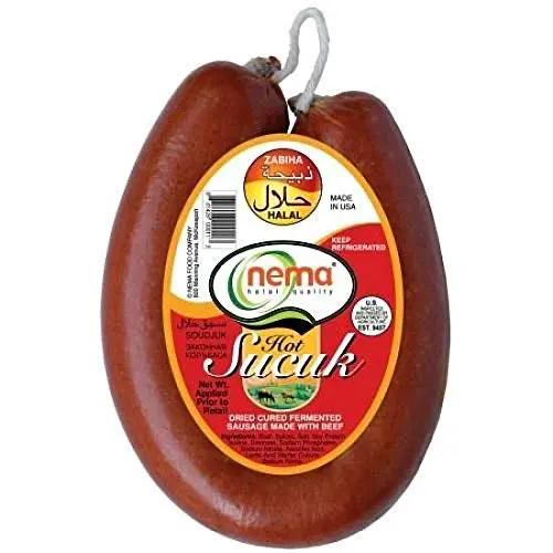 Nema Halal Zabihah Beef Sucuk, Fermented & Cured Sausage made with Beef (Hot) by NEMA
