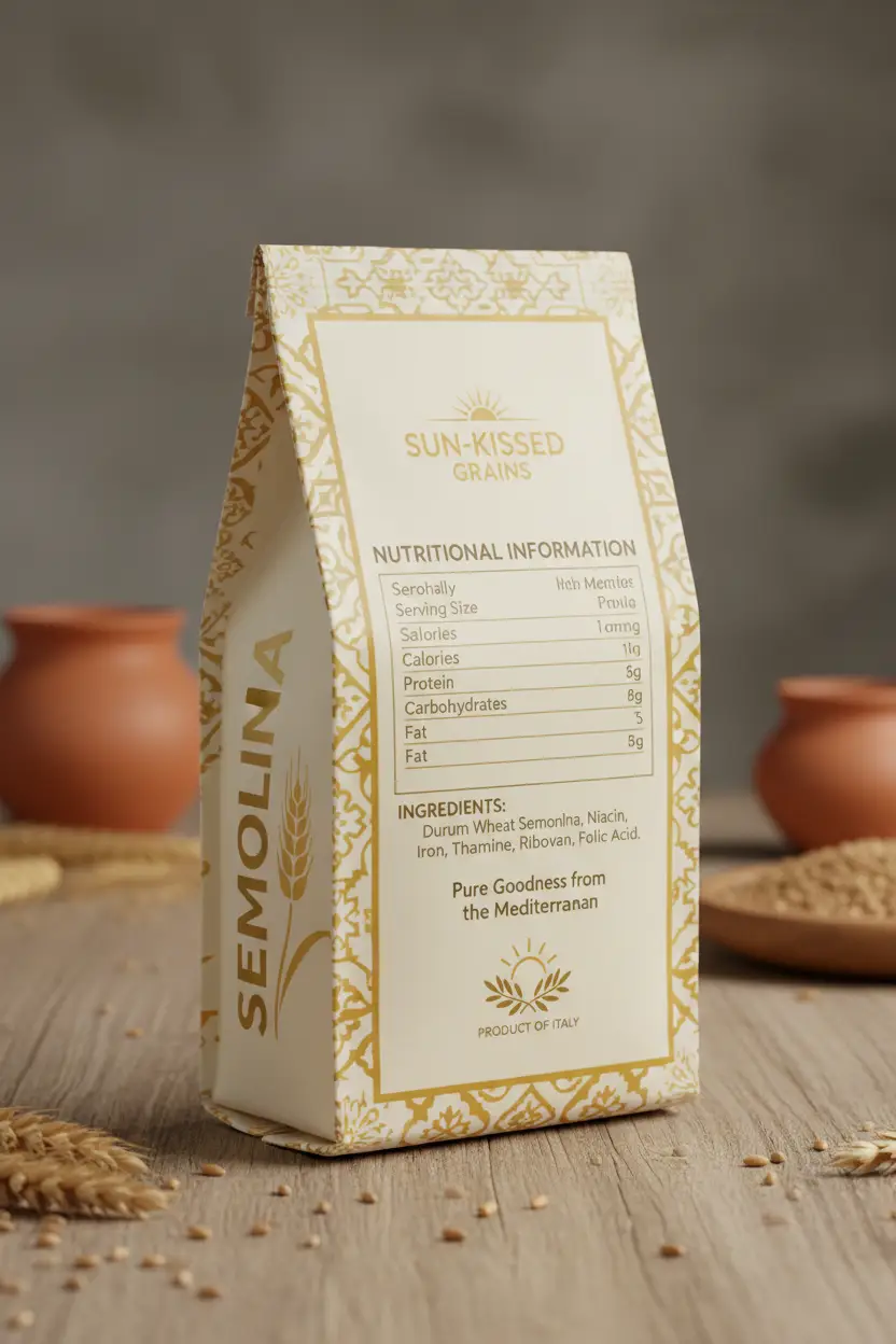 Mixed / Back Facing Semolina label not visible by Mixed / Back Facing